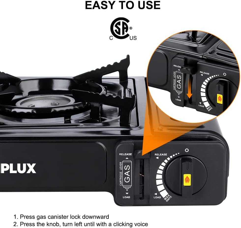 Camplux Dual Fuel Propane & Butane Stove with Carrying Case, Portable Camping Stoves with CSA Certification